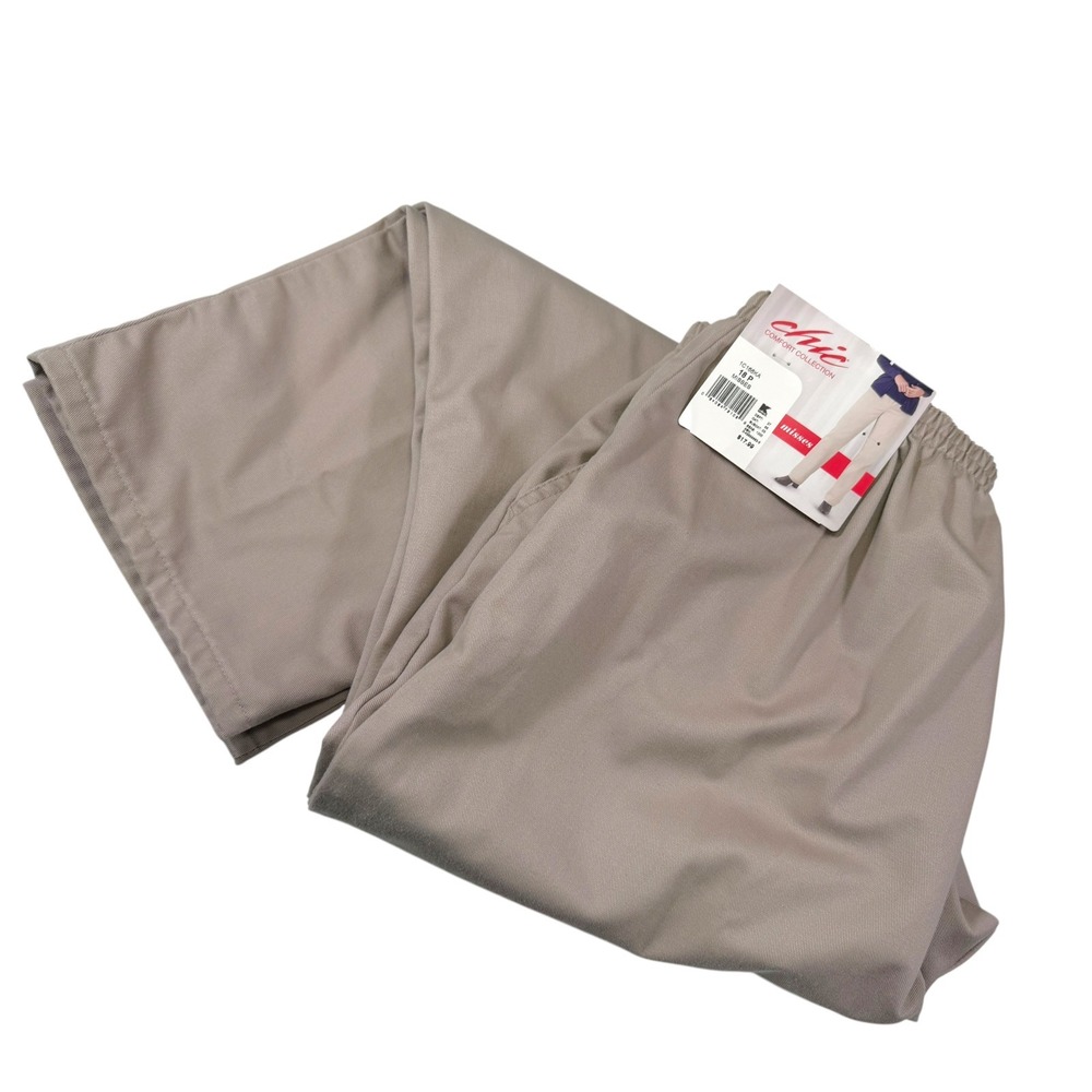 Chic 18P Tan Pull On Elastic Waist Straight Leg Pants Comfort Collection NWT